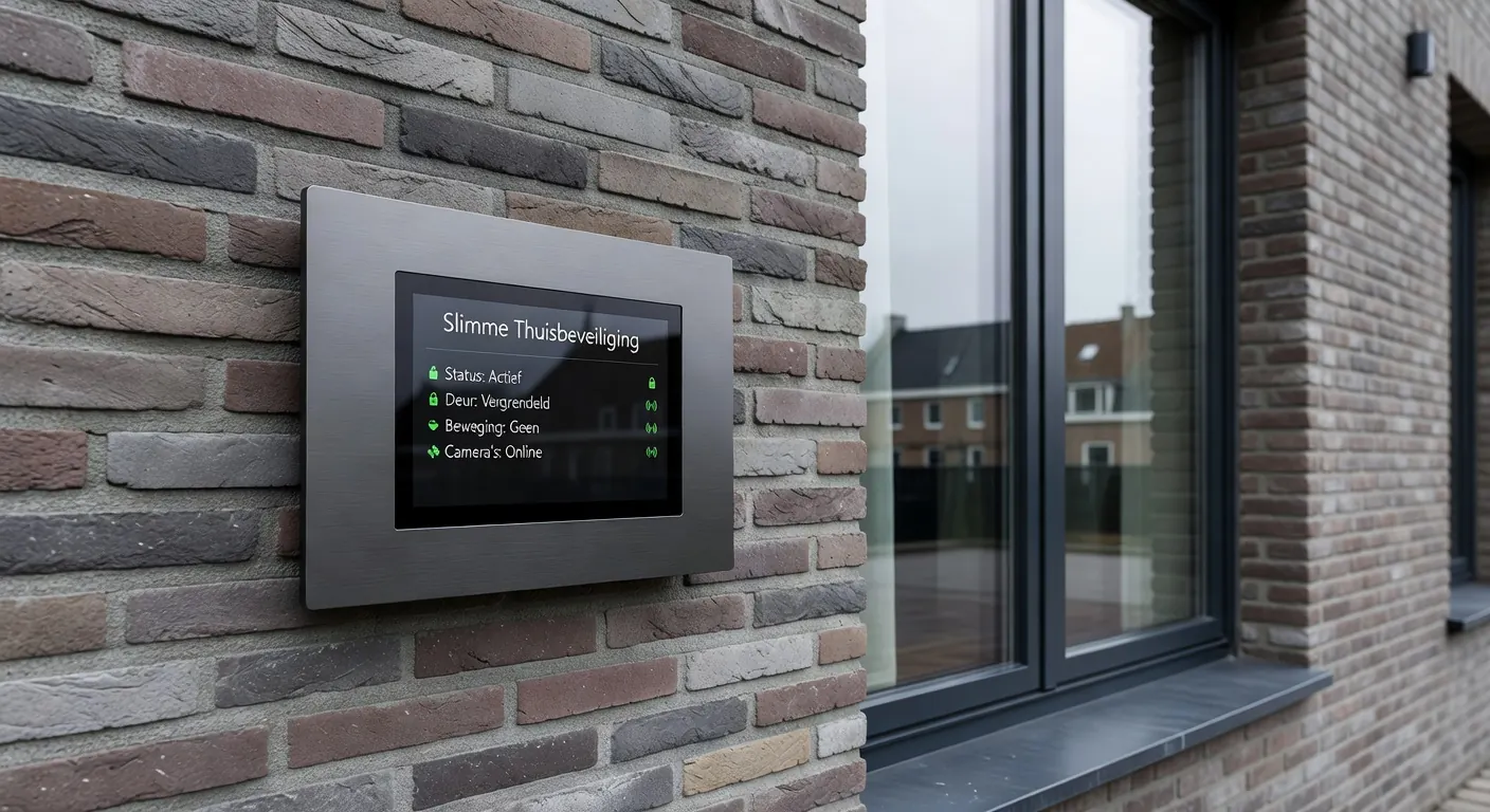 Illustration d'une maison connectée sécurisée avec alarme en 2026