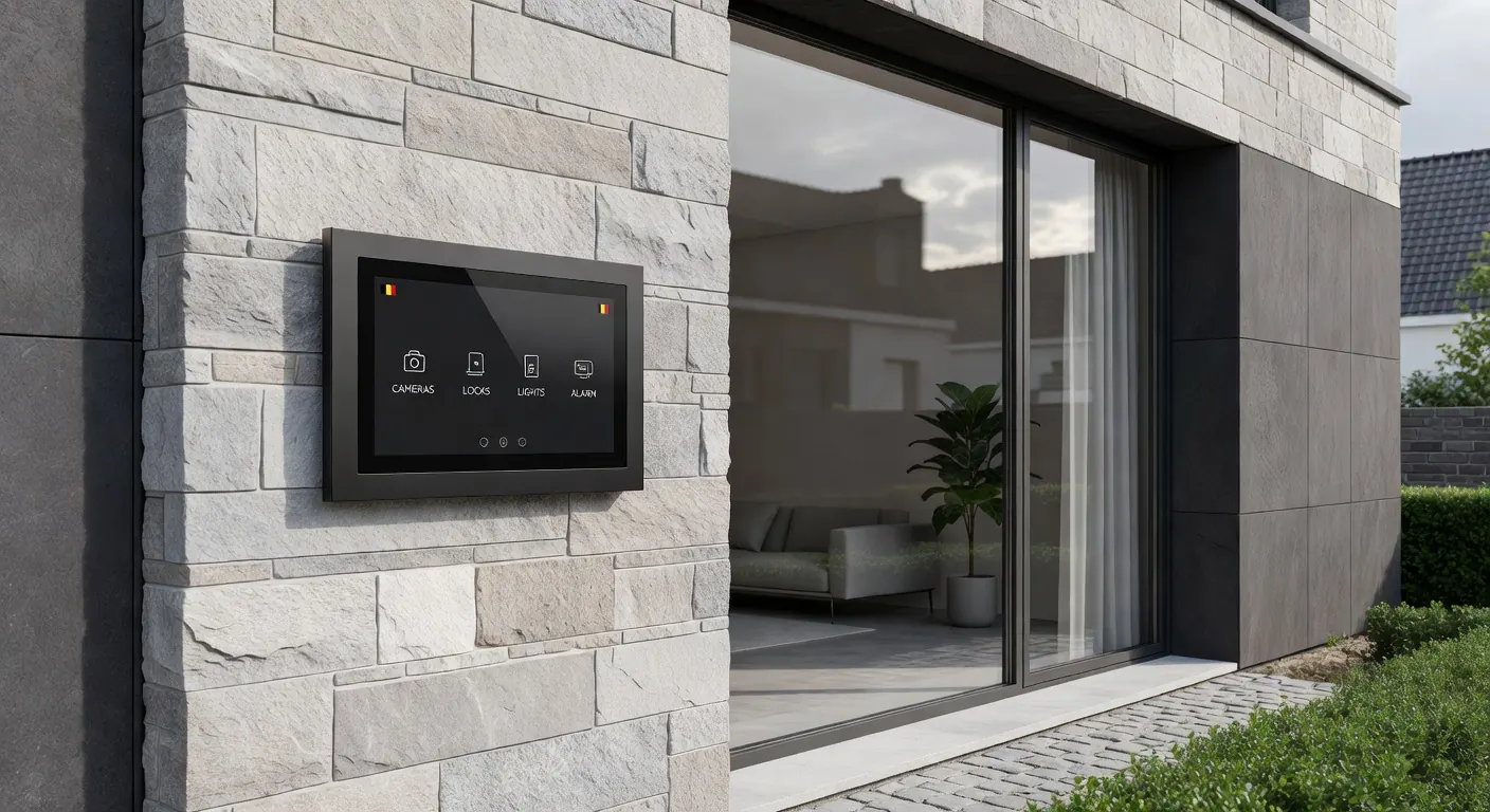 Illustration d'un système d'alarme de maison en fonctionnement avec installation professionnelle