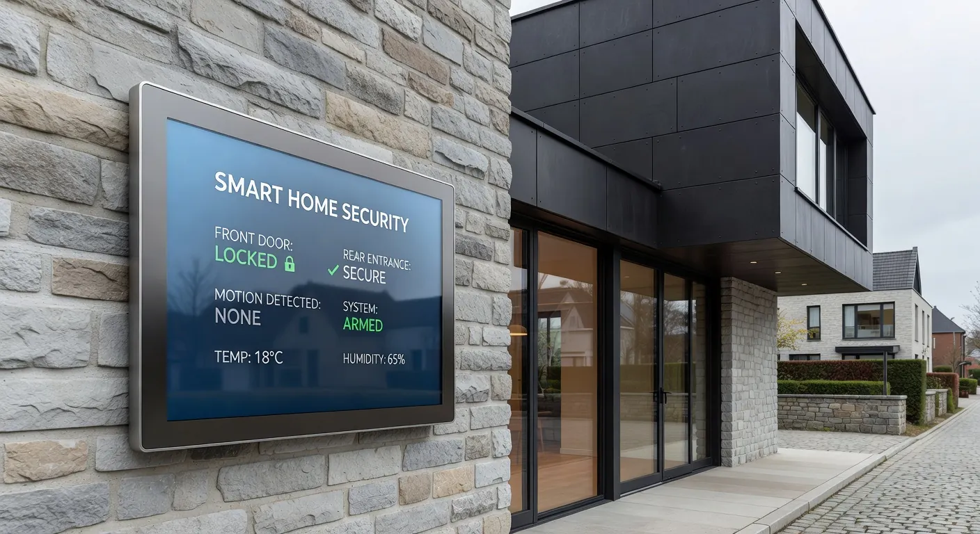 Système d'alarme moderne installé dans une maison belge